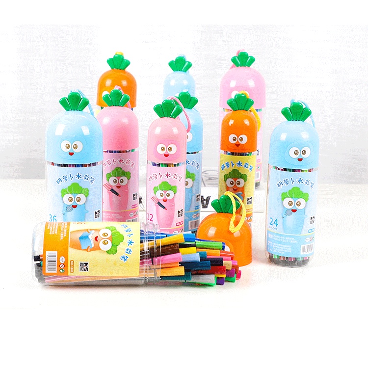 Hộp Bút Dạ Hình Cà Rốt 12/24/36 màu siêu Cute cho bé tập tô