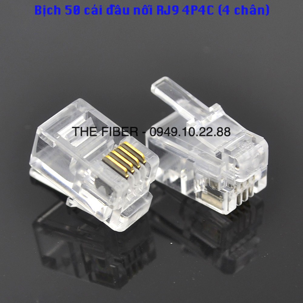 Bịch 50 đầu nối dây điện thoại RJ9 4P4C