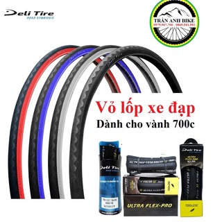 Vỏ lốp xe đạp dành cho vành 700 x 23c/25c/28c/35c/38c xe đạp thể thao Deli Tire
