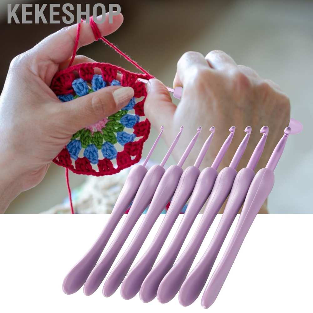 8 Kim đan len cán nhựa màu tím tiện dụng