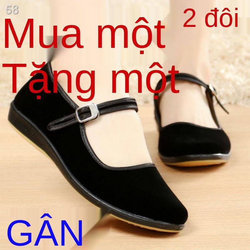 [Mua một tặng / 2 đôi] Giày vải đáy gân mới đơn nữ vuông khiêu vũ phẳng làm việc mẹH