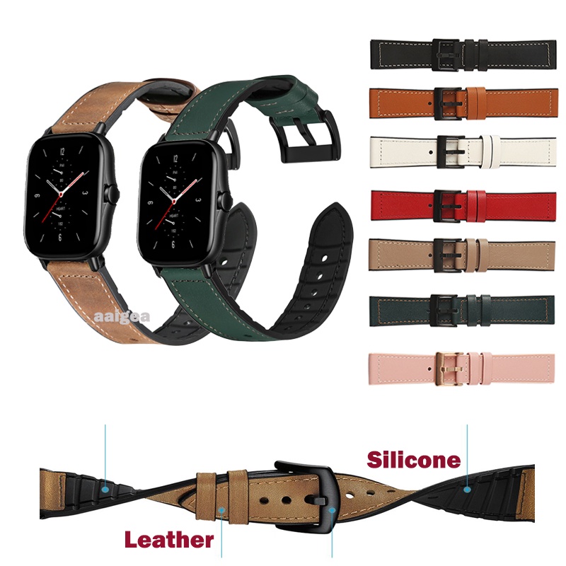 Dây Đeo Bằng Da Và Silicon Thời Trang Cho Huami Amazfit GTS2 mini 2e GTS3 GTS4 /Bip 3 Lite S U Pro Pop