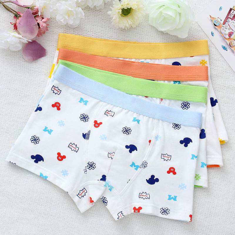 Bộ 4 Quần Lót Boxer In Họa Tiết Dễ Thương Xinh Xắn Cho Bé Trai
