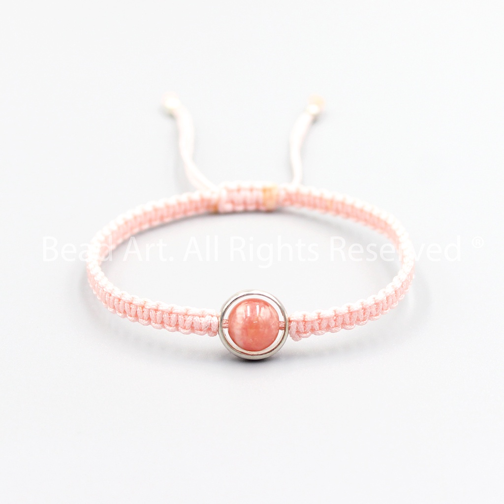 Vòng Tay Thắt Dây Đá Đào Hoa Màu Hồng (Rhodochrosite) 8MM, Hợp Mệnh Hoả, Thổ, Vòng Tay Phong Thuỷ, Trang Sức S50