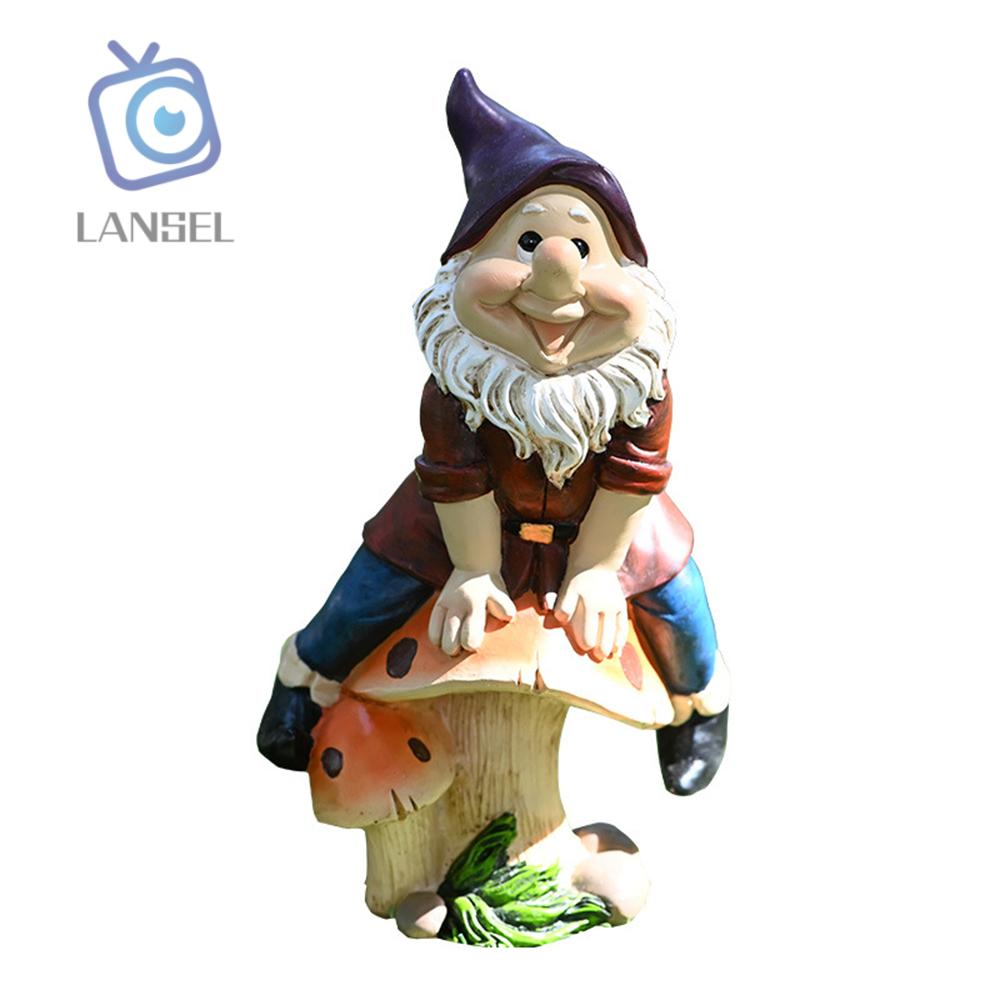 ❤LANSEL❤ Funny Gnome Statue Garden Lawn Figurine Dwarf Ornament Resin Outdoor Courtyard Cartoon Decoration Sculpture