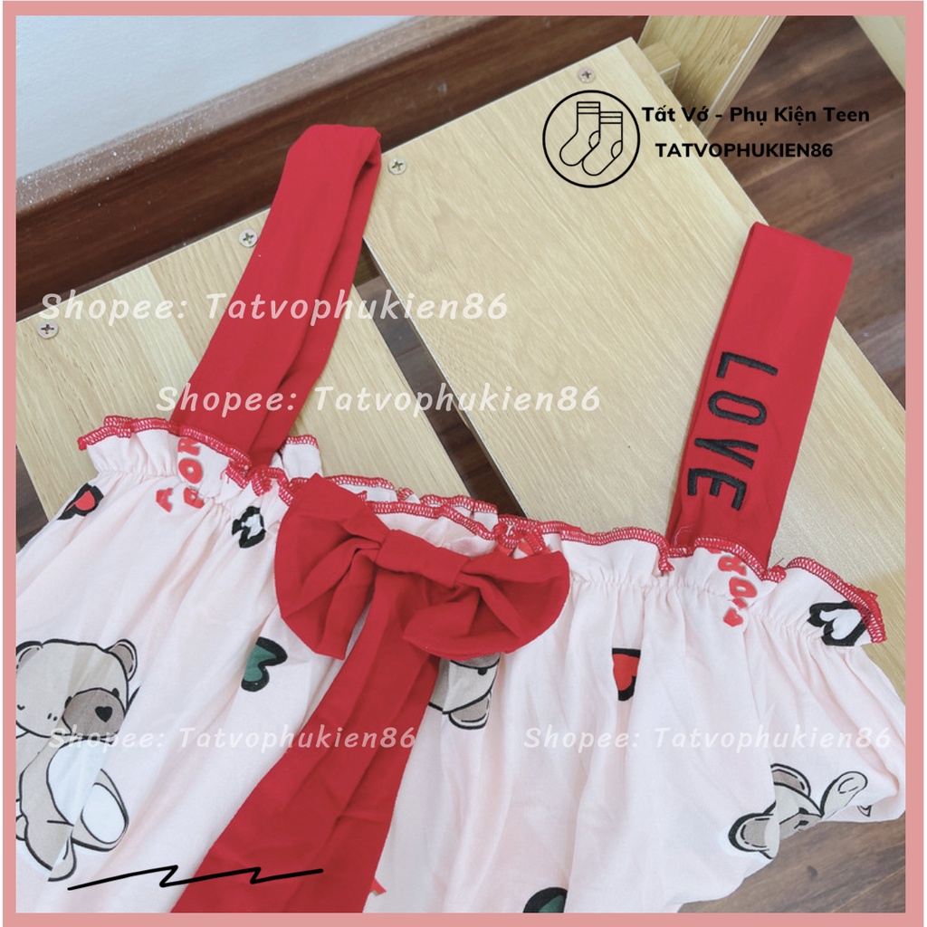 Đồ bộ nữ -Đồ mặc nhà SALE Bộ đồ ngủ 2 dây đính nơ dễ thương bigsize thun mền mát, đồ ngủ nữ mặc nhà sau sinh