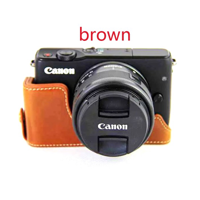 Vỏ da PU nửa thân bảo vệ dành cho máy Canon EOS M10/ M100/ M200