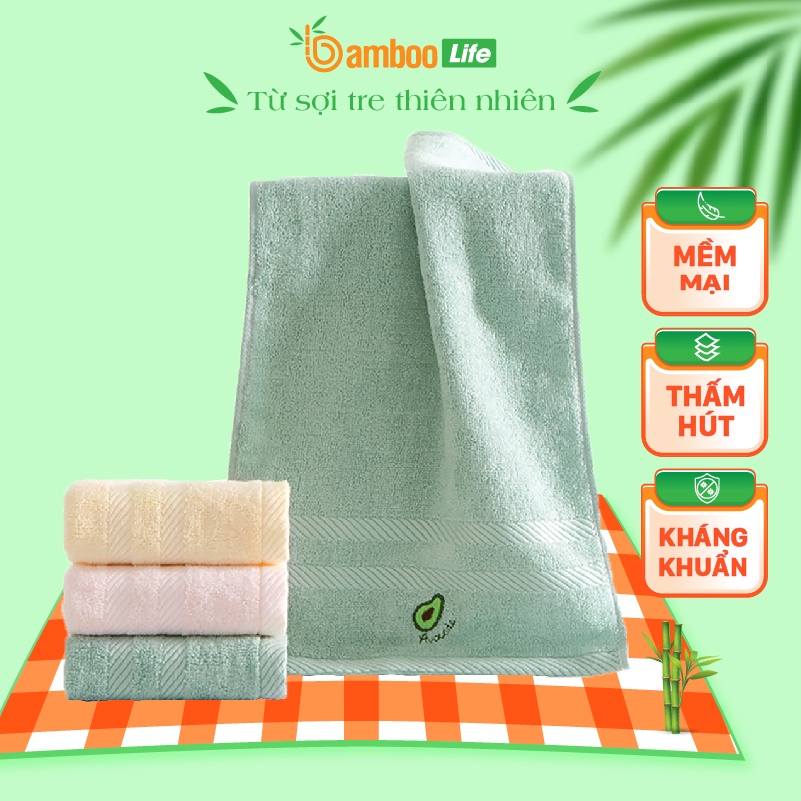 Khăn mặt sợi tre Bamboo Life BL041 họa tiết trái cây mềm mại, thấm hút, an toàn khi sử dụng, thân thiện với môi trường