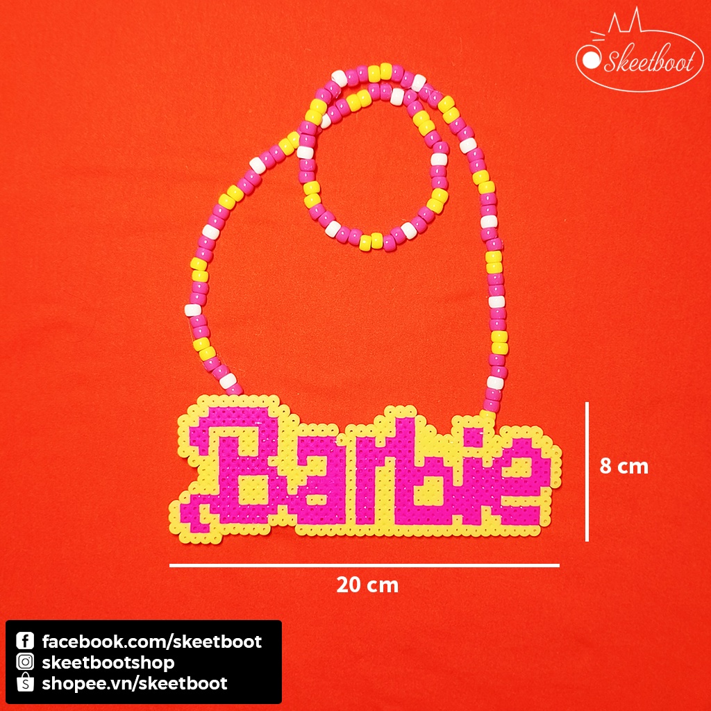 Vòng kandi Barbie CÓ ĐÈN LED - vòng cổ perler Barbie hồng - phụ kiện edm festival raver