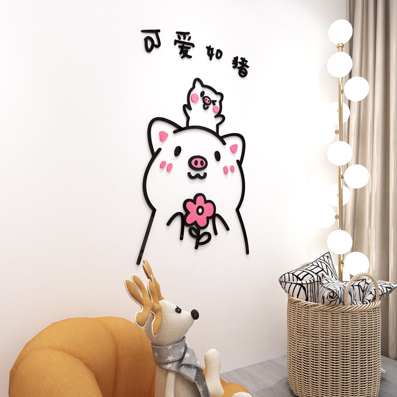 Tranh mica dán tường - Bé Heo Welcome trang trí cửa ra vào, cửa hàng, quán ăn, địa điểm kinh doanh - Nhiều Size - EPeBen