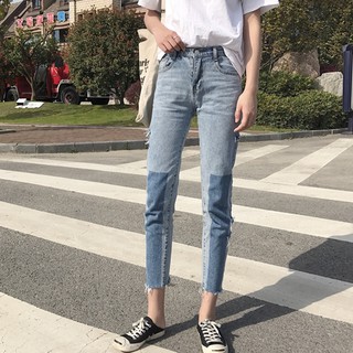 quần baggy ulzzang quần nữ đẹp jean rách quần jeans ống rộng bò xanh vá kiểu dáng hàn quốc
