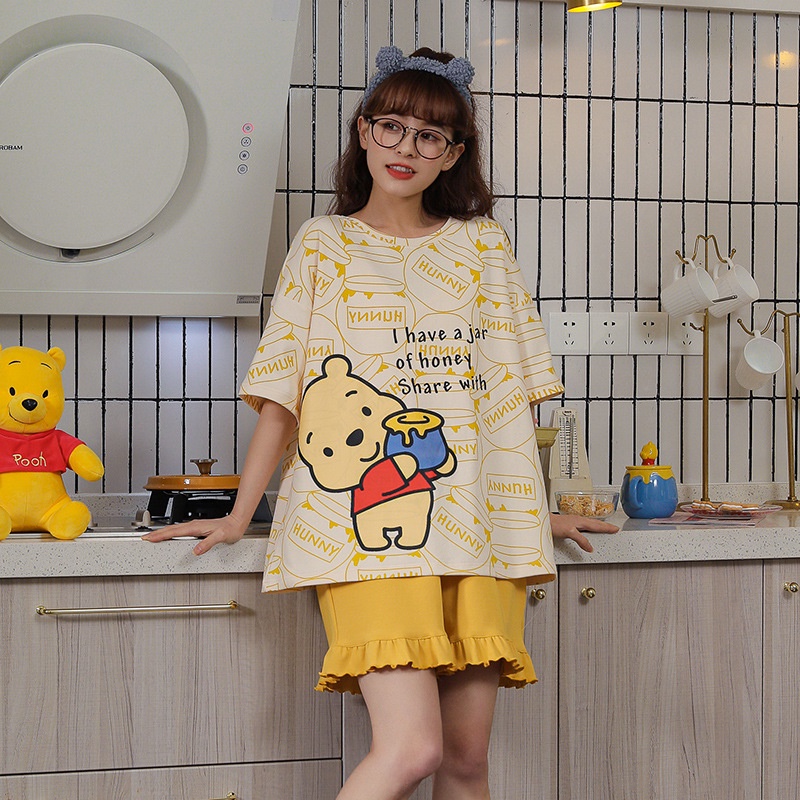 Bộ Mặc Nhà Nữ, Bộ Ngủ Nữ Pyjama Ngắn Tay Mùa Hè 100% Cotton Mềm Mại Họa Tiết Dễ Thương Thời Trang Quảng Châu CHo Nữ