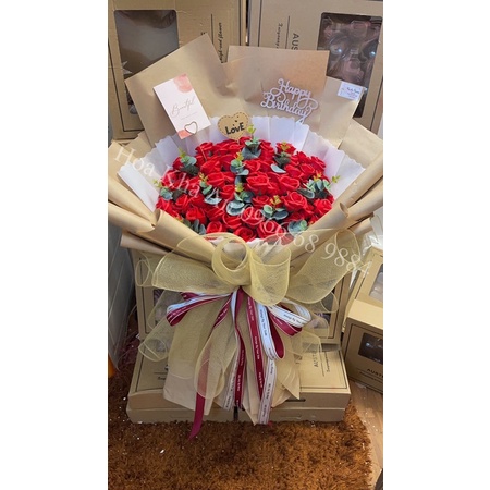 [Ảnh Thật] Bó hoa sáp 60bông siêu to, cao 80cm, rộng 55cm. Mẫu thiết kế cao cấp nhà Khả An