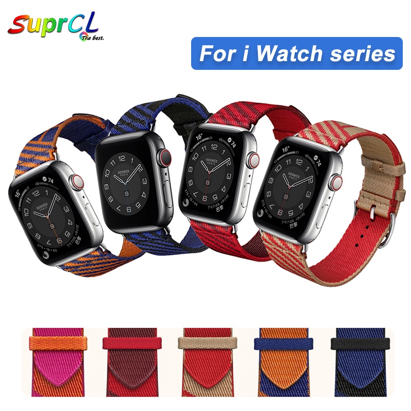 Dây đeo bằng nylon thích hợp cho đồng hồ Apple Watch 38/42Mm 40/44Mm 41/45mm Series 7 6 SE 5 4 3