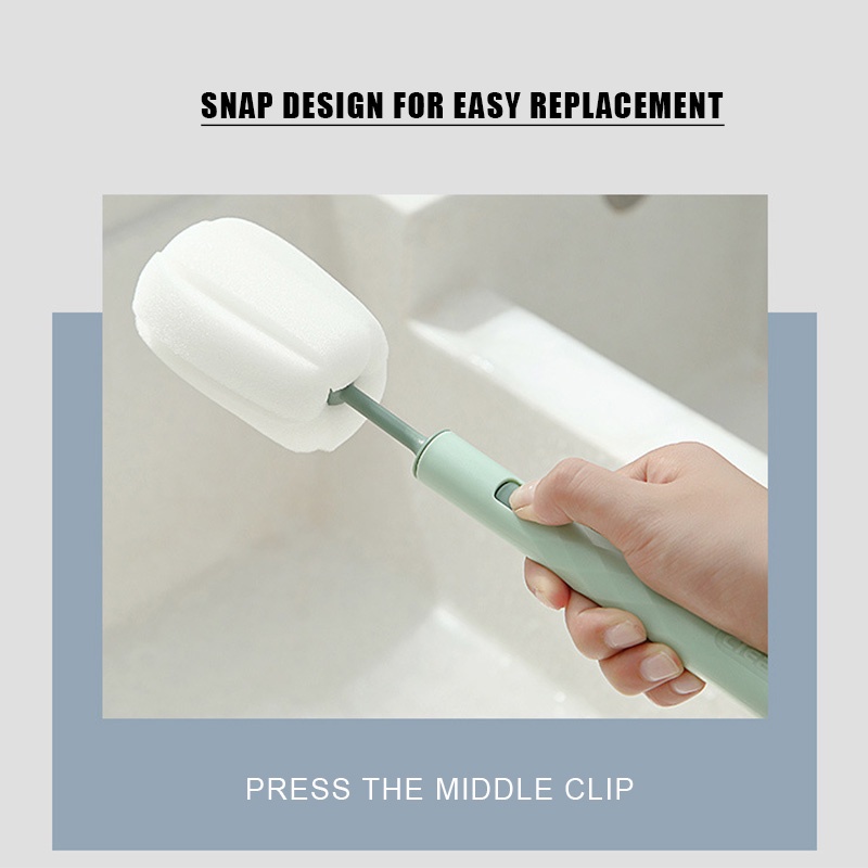 Cọ Xốp Vệ Sinh Chai Lọ Thủy Tinh / Cốc Nước Kháng Khuẩn Có Thể Tháo Rời Tiện Dụng Cho Nhà Bếp