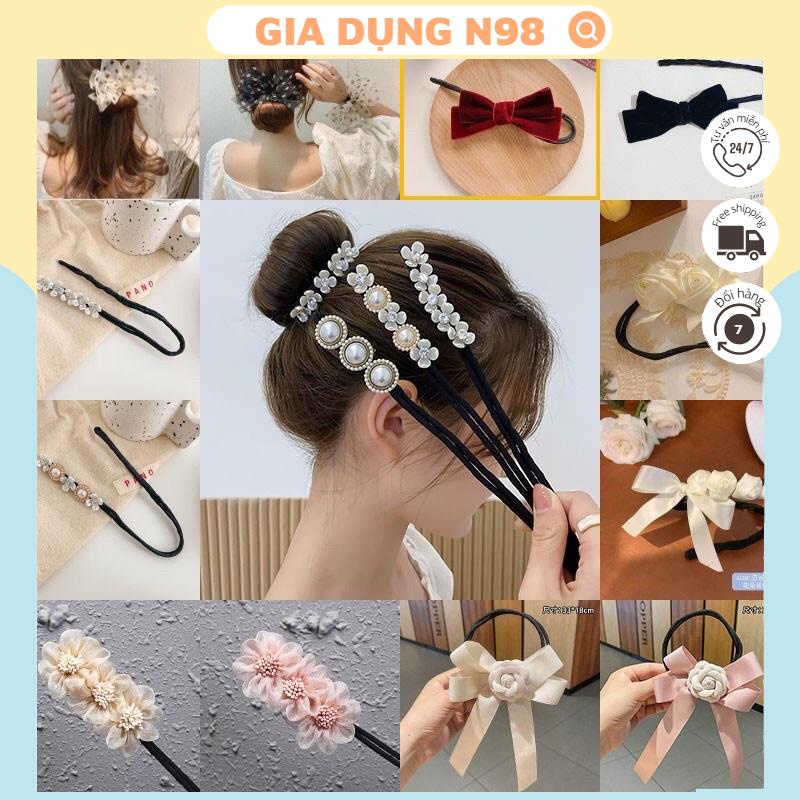 Thanh quấn tạo búi tóc tròn đính đá Hàn quốc trẻ trung, sang trọng