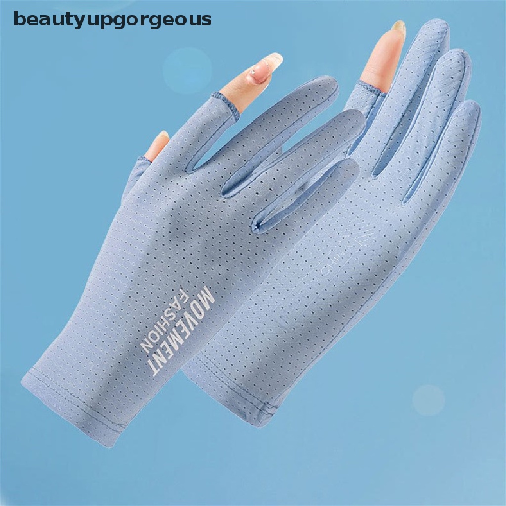[Beautyupgorgeous] Găng Tay Lái Xe Bằng Lụa Lạnh Mỏng Phối Lưới Thoáng Khí Thời Trang Mùa