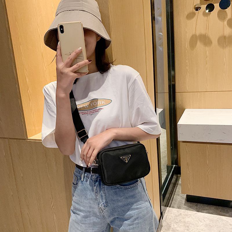 [FreeShip] Túi Đeo Chéo Nữ, Túi Xách Nữ P.R.A.D.A Chống Nước Vải Dù Xịn 3 Ngăn Size 18 VD66