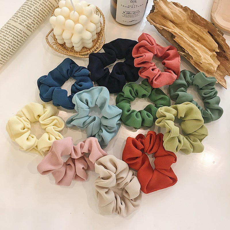 [Mã FAGET5K giảm 5K đơn 0đ] Dây Buộc Tóc Vải Vân Scrunchies Nhiều Màu Hàn Quốc