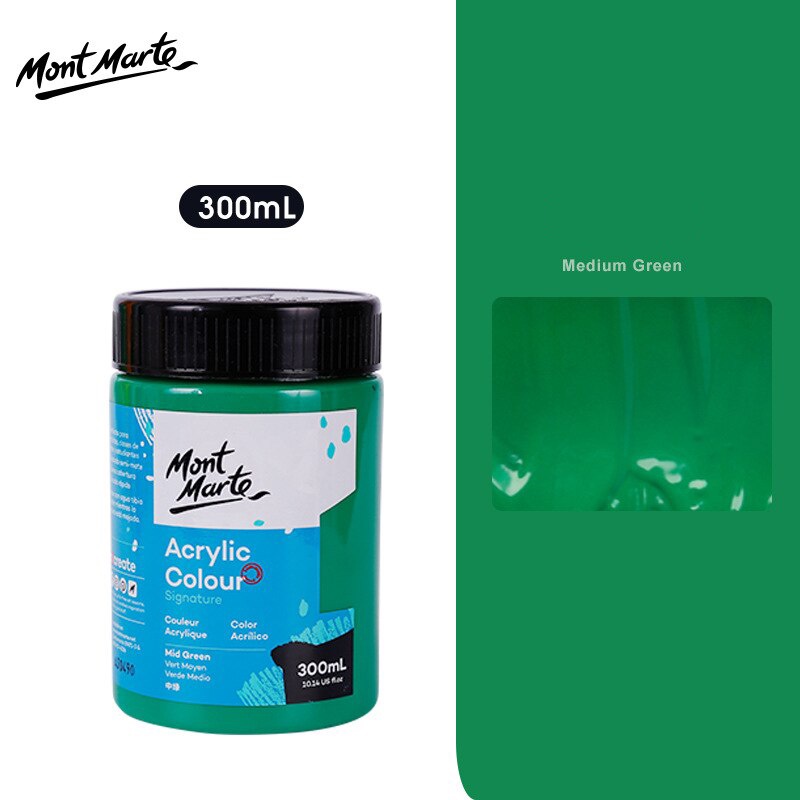 Màu Acrylic Mont Marte 300ml - Medium Green - Acrylic Colour Paint Signature 300ml (10.1oz) - MSCH3023