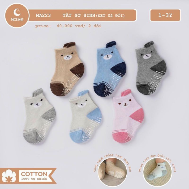 Moon - Tất / Vớ cho bé trai, bé gái từ 0 đến 3 tuổi có chống trơn trượt