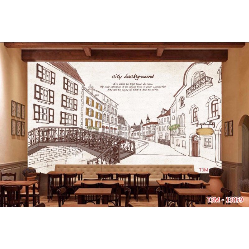 Tranh dán tường 3D trang trí quán trà sữa, ăn vặt nhận in theo yêu cầu liên hệ 0367199384