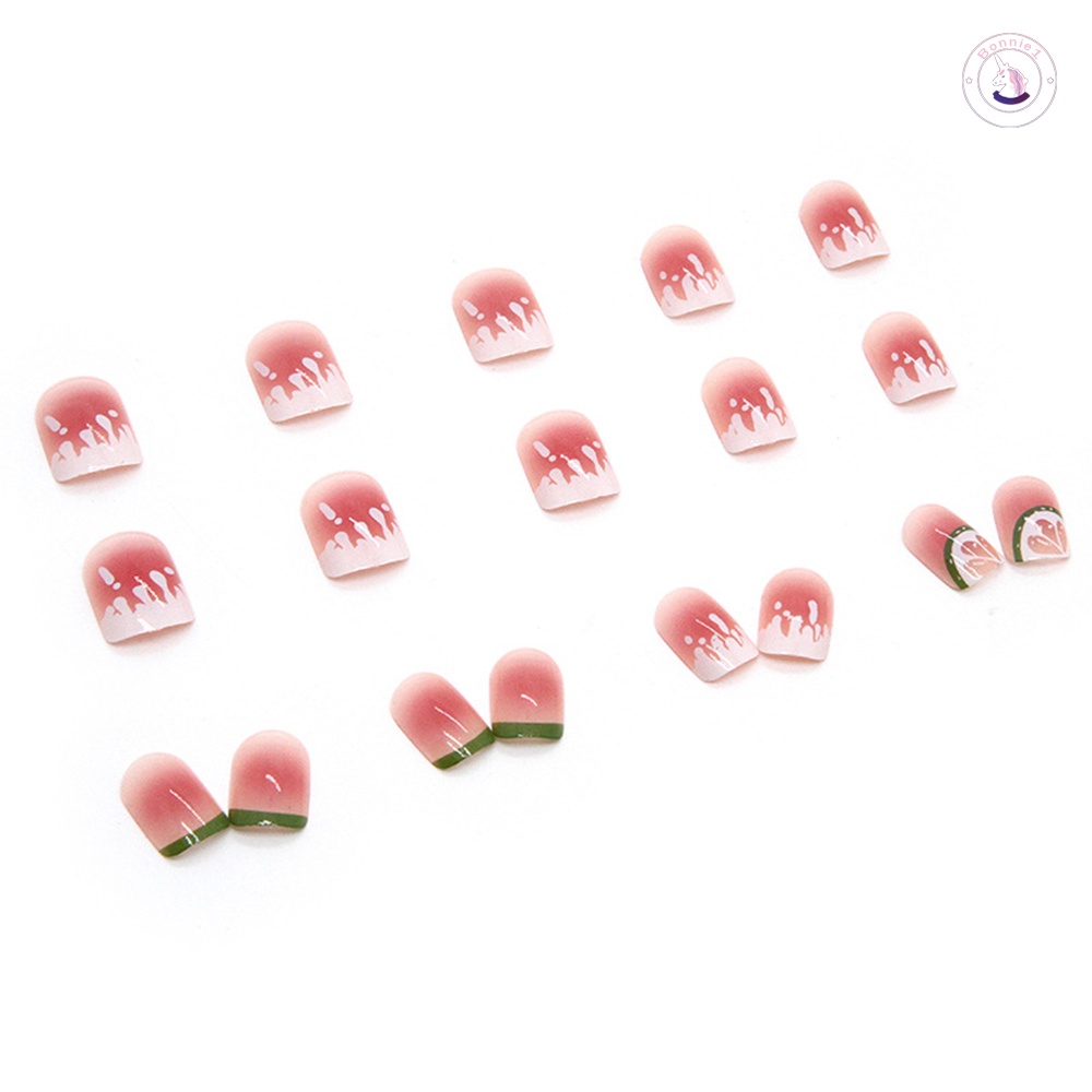 Bộ 24 Móng Tay Giả Dáng Ngắn Thiết Kế Sáng Bóng Cho Nữ DIY