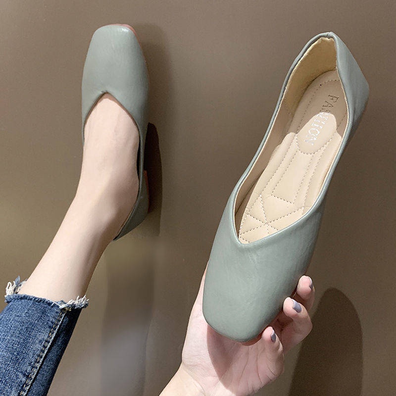 Giày mũi tròn Giày Búp Bê Mũi Vuông Đế Mềm Chống Trượt Thời Trang Xuân Hè