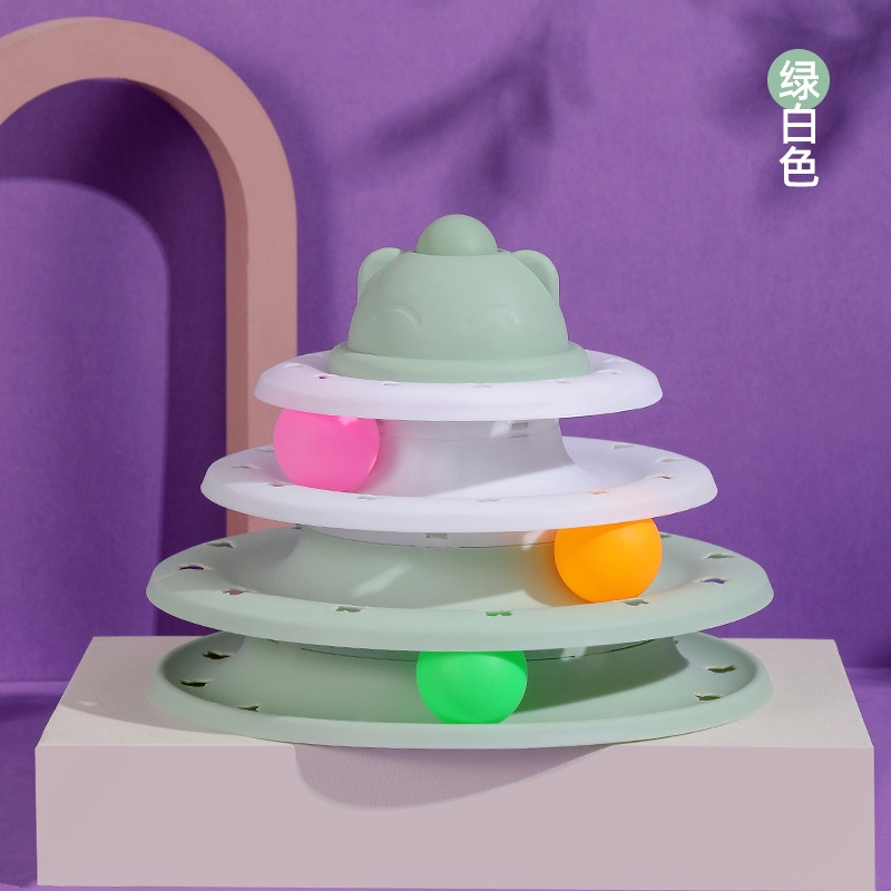 Đồ chơi tháp banh 3 tầng cho mèo _ Đồ chơi cho mèo