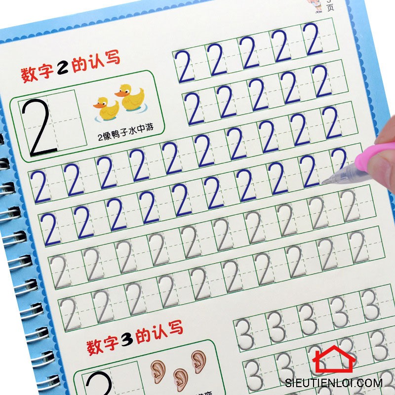 Set 3 tập viết chữ đẹp tự xóa thần kỳ cho bé - Tập viết chữ cái,tập viết chữ số,vẽ tranh tặng kèm bút