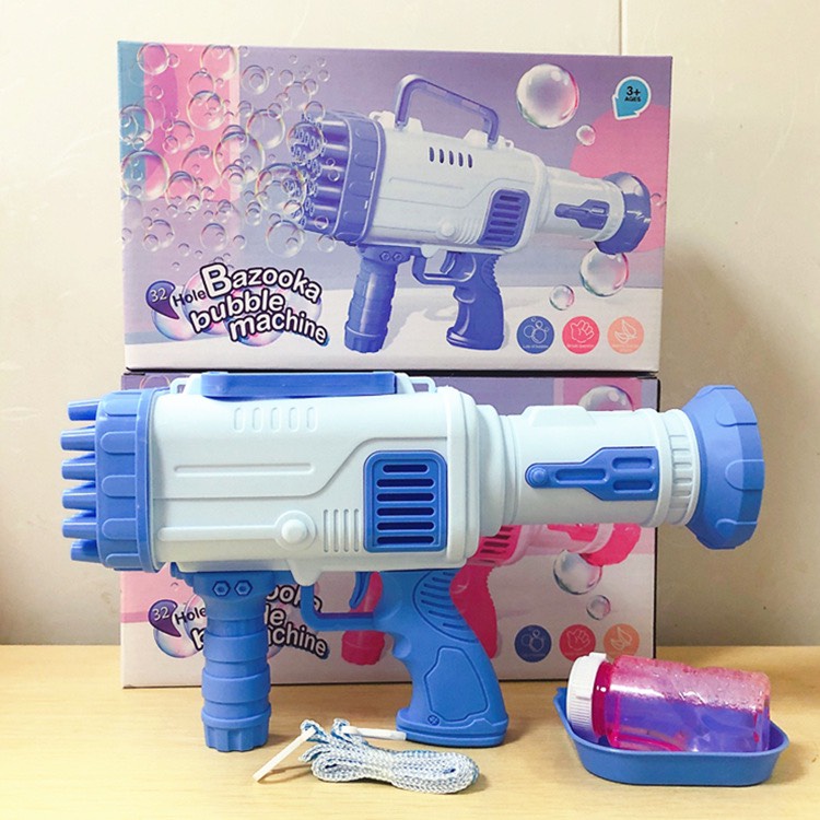 TẶNG KÈM PIN - Súng bắn bong bóng xà phòng 32 nòng chạy bằng pin siêu mạnh kèm dung dịch nhiều màu