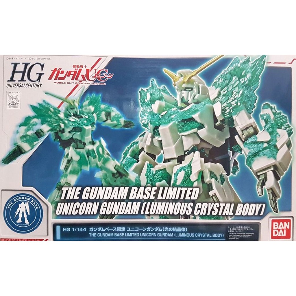 Mô Hình HG Unicorn Destroy Luminous Crystal RX-0 The Gundam Base Limited Bandai 1/144 HGUC UC Đồ Chơi Lắp Ráp Anime Nhật
