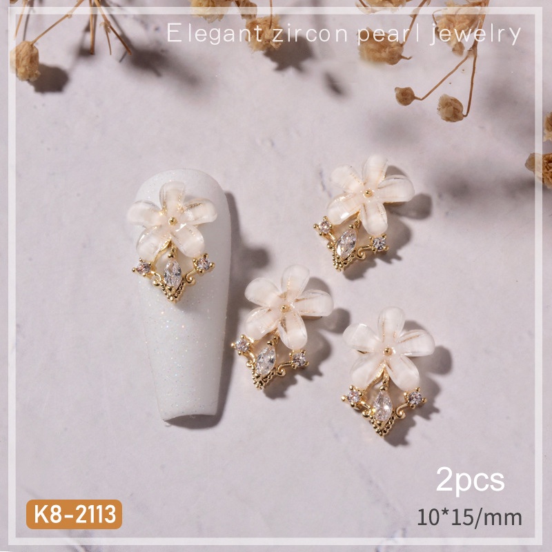 Mới Set 2 Phụ Kiện Trang Trí Móng Tay 3D Hình Hoa Bướm Xinh Xắn