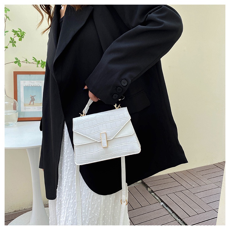 Túi xách JASMIN NOIR đeo vai họa tiết da cá sấu có khóa thời trang thu độc đáo cho nữ
