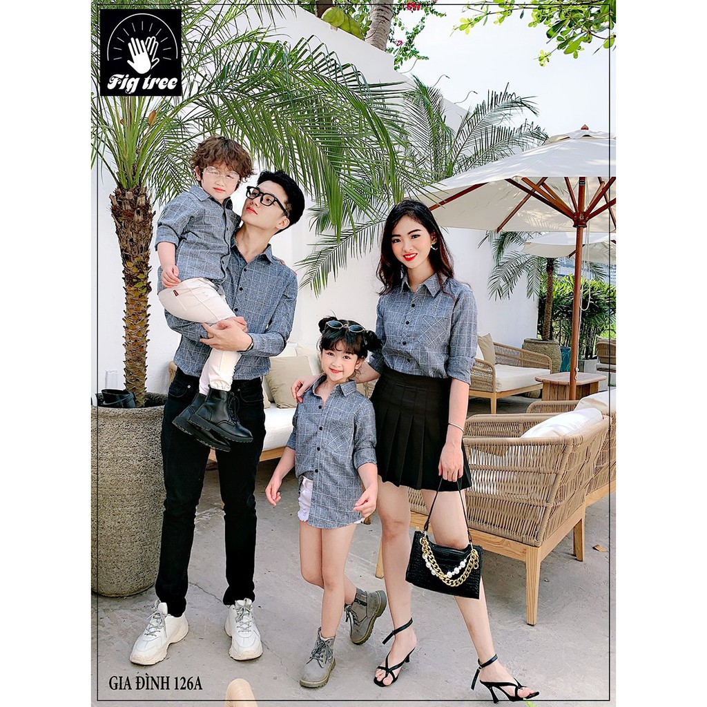 Áo sơ mi gia đình caro ghi xám hot hit vượt thời gian (126A) - Hàng mới về