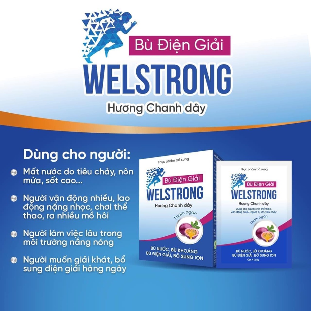 Bù Điện Giải Welstrong Ích Nhân Giúp Bổ Sung Ion, Nước Và Khoáng Giảm Mệt Mỏi Hộp 5 Gói