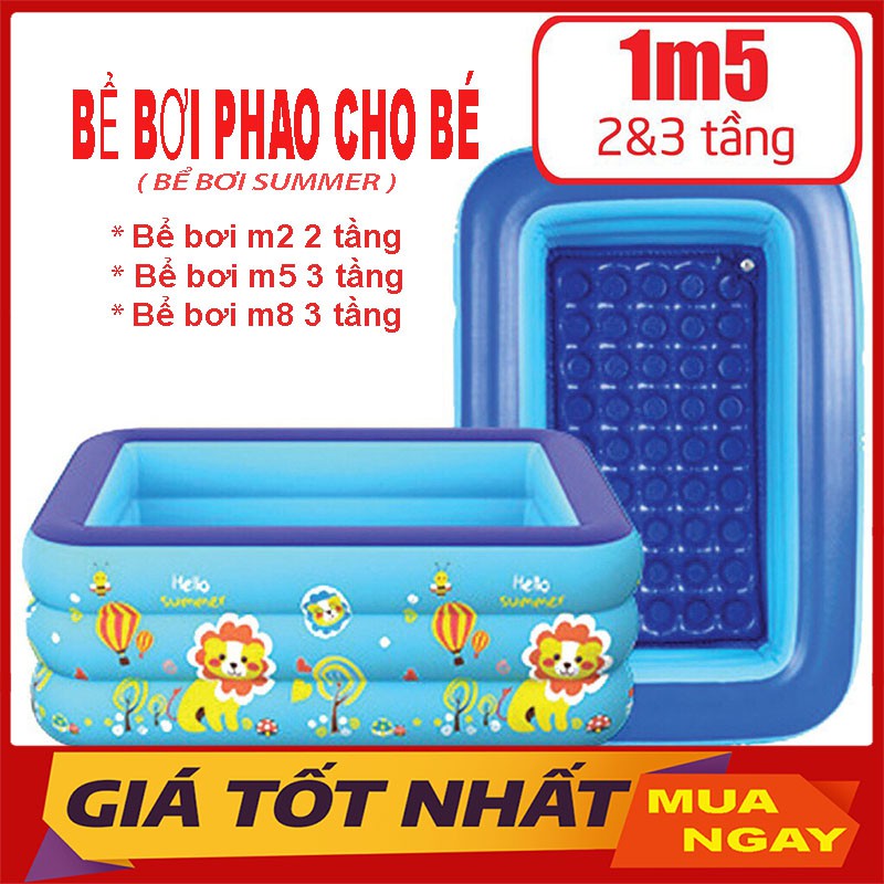 Bể Bơi Phao Trẻ em - 2+3 Tầng - 1.2m+1.5m+1.8m - Có Đáy Chống Trượt