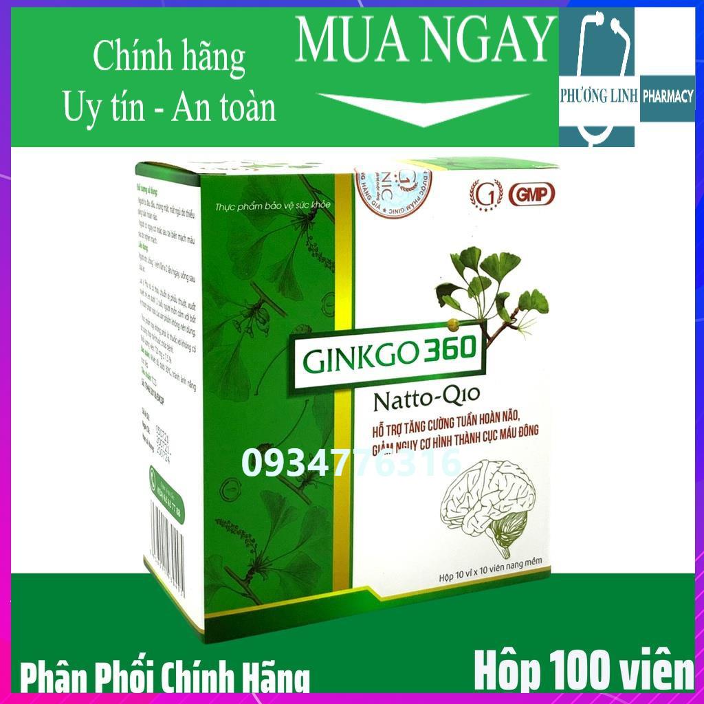 ✅ Viên uống tăng tuần hoàn não,  GINKGO 360 NATTO Q10 GINIC, Hộp 100 viên