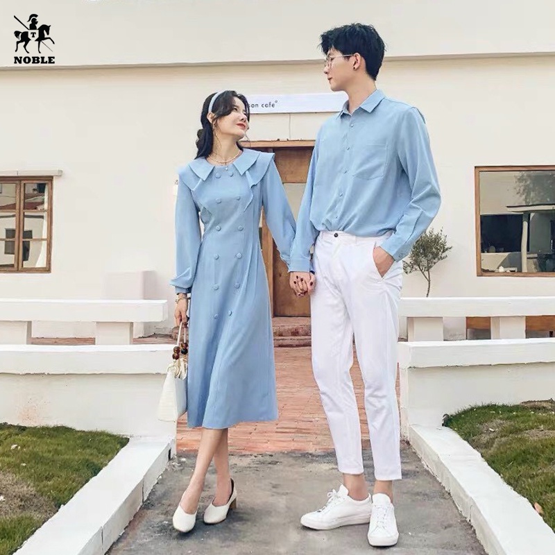Set bộ nam nữ sơ mi nam - váy vitage phong cách châu âu thời trang Noble NB202