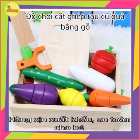 Bộ đồ chơi nhà bếp cắt ghép rau củ quả nam châm bằng gỗ,hàng xịn xuất Nhật, bé nhập vai đầu bếp, tăng khả năng giao tiếp
