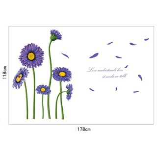 Decal dán tường hình hoa cúc tím