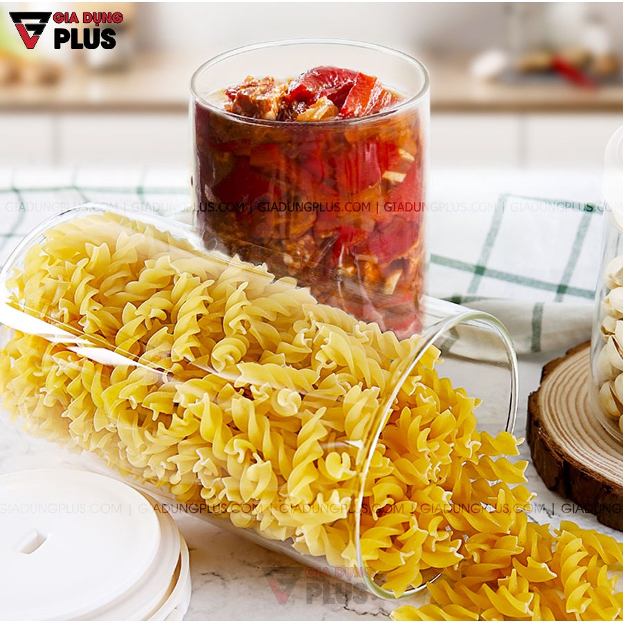 Hộp đựng thực phẩm khô thuỷ tinh borosilicate, có nắp kín &amp; thông minh chính hãng JIANXIA