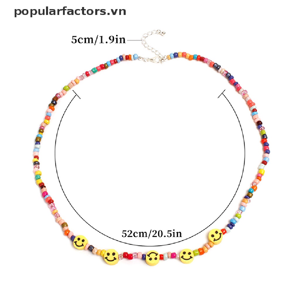 Vòng Cổ Choker Chuỗi Hạt Mặt Cười Nhiều Màu Phong Cách Boho Cho Nữ