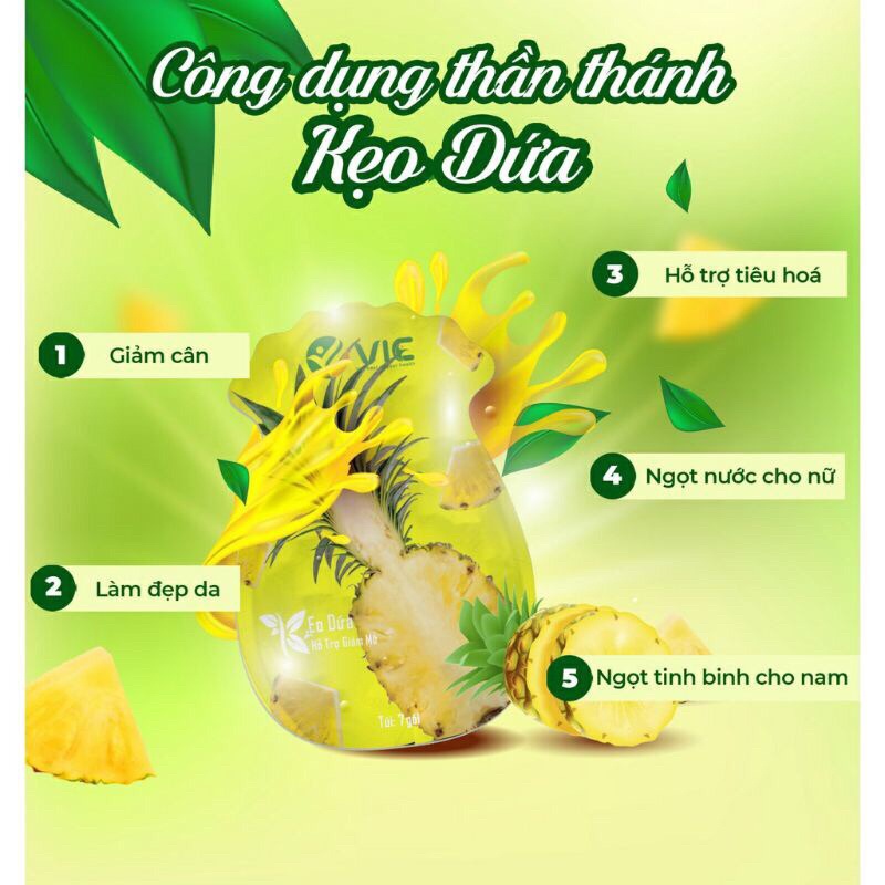 Cam kết chính hãng, tặng thước dây] Kẹo dứa giảm cân túi 7 viên