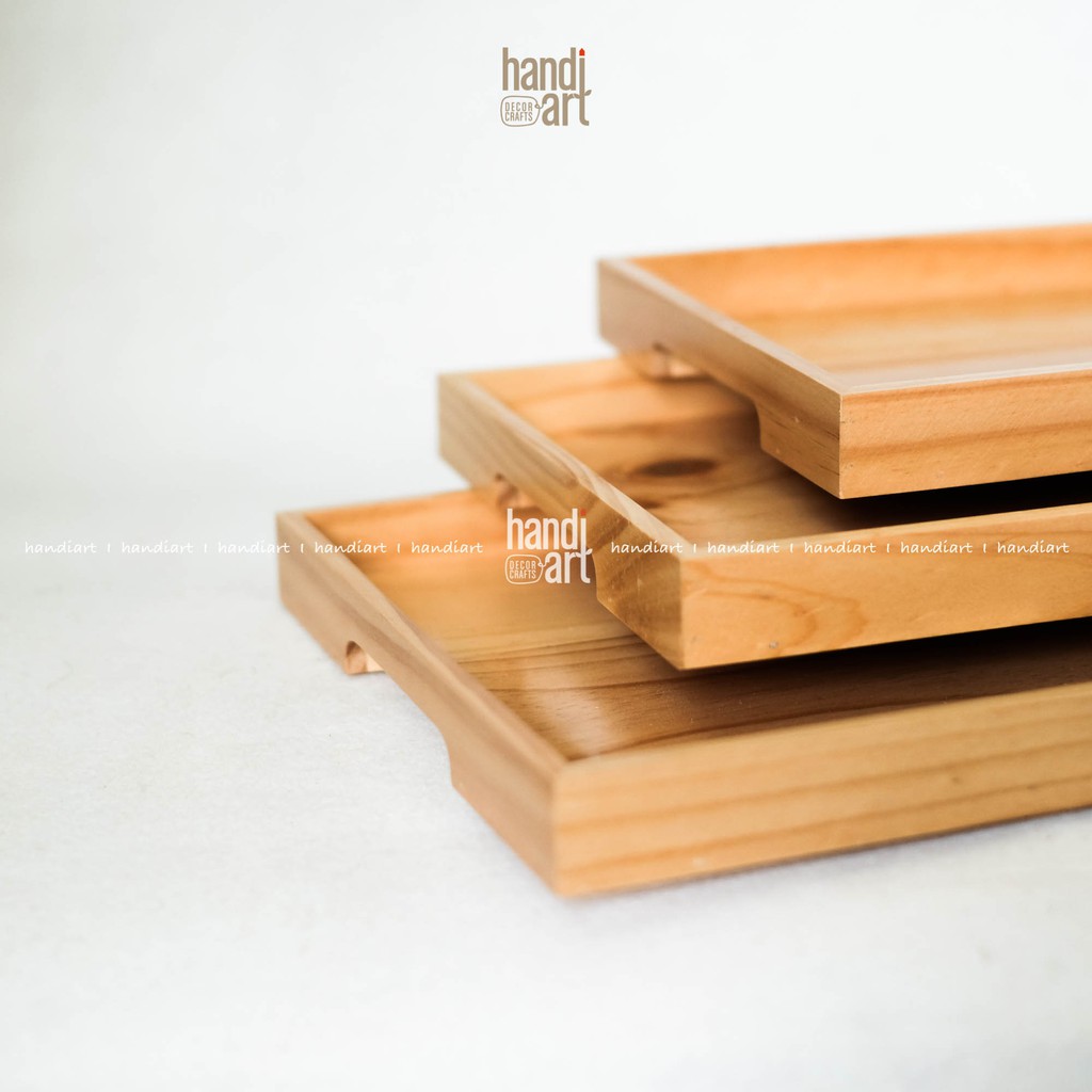 Khay gỗ hiện đại, Khay chữ nhật tay cầm trong