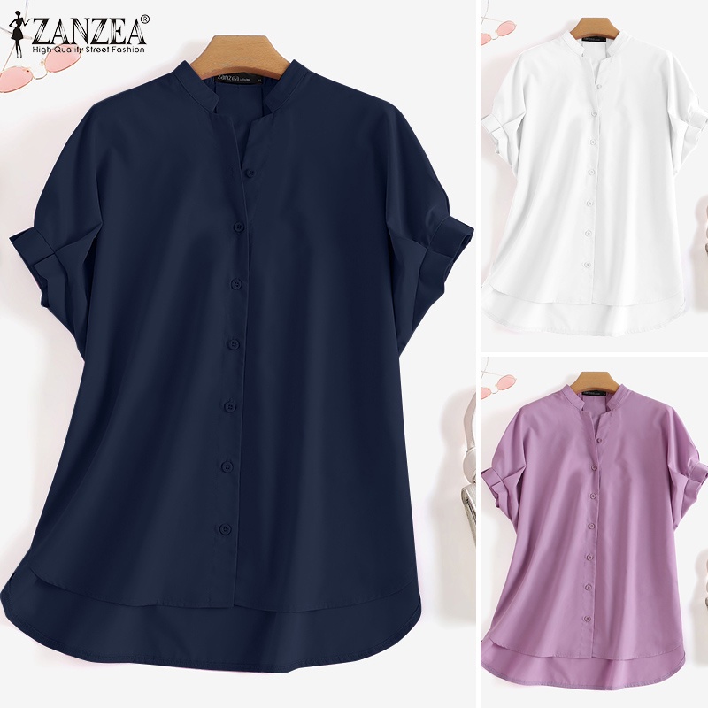 Zanzea Áo Cánh Dơi Dáng Rộng Cổ Đứng Phối Nút Thời Trang Cho Nữ