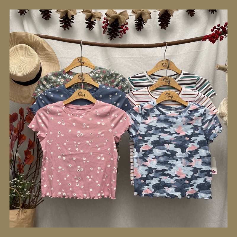 Áo Croptop Xoắn Lai BRAND SO Thun Gân