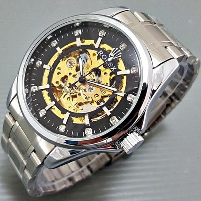 Lebay! Đồng Hồ Rolex Nam Màu Đen/Vàng/Bạc Tự Động