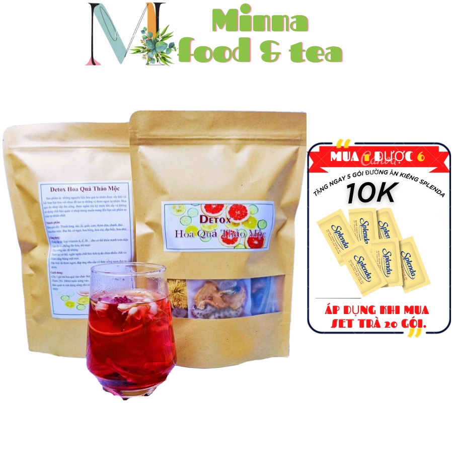 Set 30 gói trà Detox hoa quả sấy khô giảm cân, thanh lọc cơ thể Minna