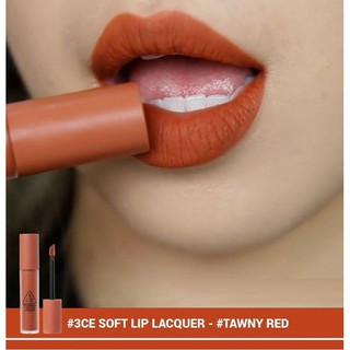 [HOT NEW 2018] Son Kem Lì 3CE Soft Lip Lacquer #Tawny Red - Tone Cam Đất